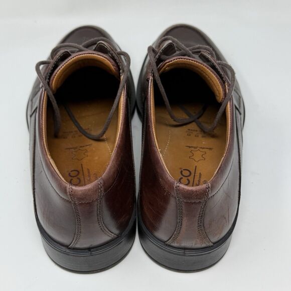 Ecco Helsinki Derby Shoes Mens 9 - 9.5 EU 43 Brown Leather Apron Toe Lace Up - Picture 9 of 14